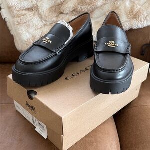 Coach Black Leather Women’s Slip-On Loafers